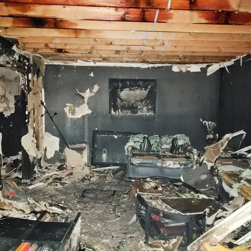 Interior of a home after a house fire