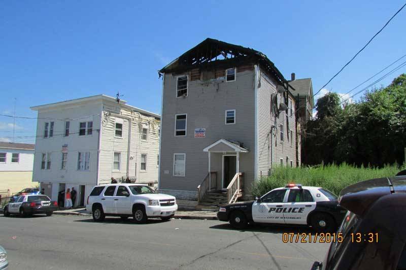 A partially burnt building