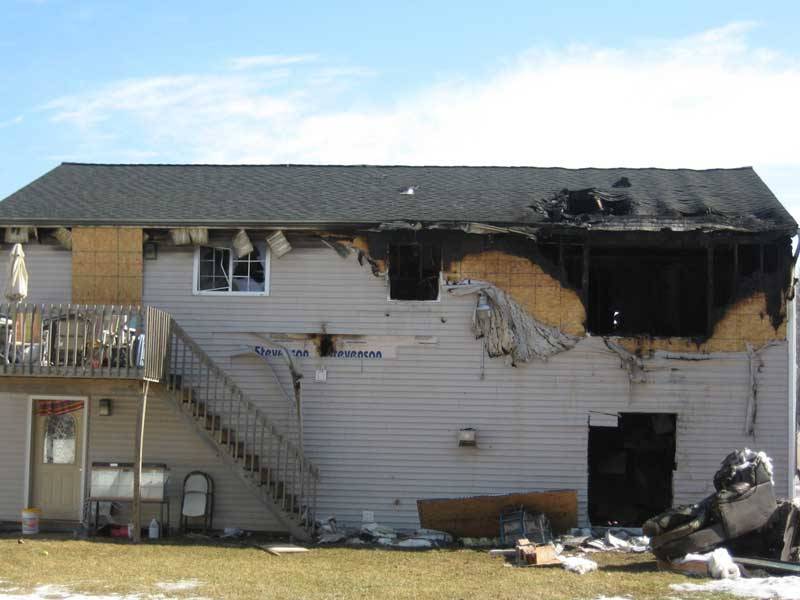 A partially burnt building