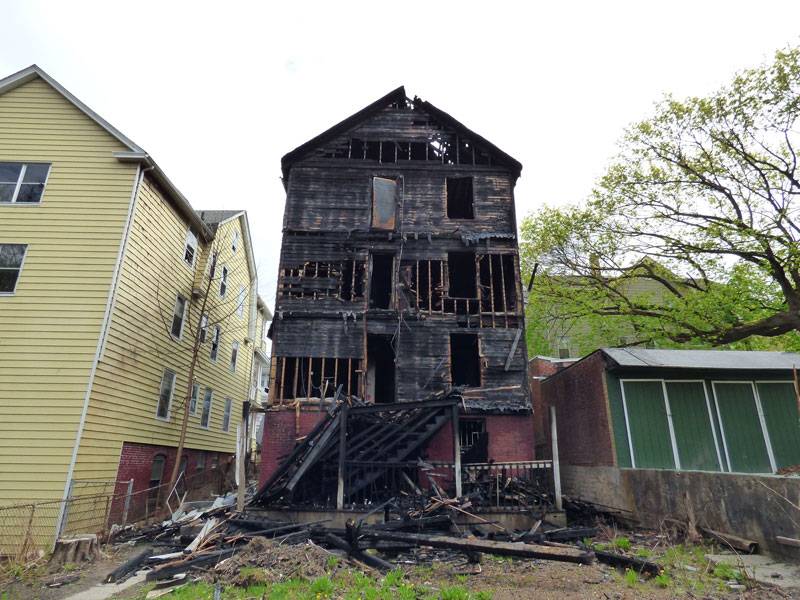 Exterior shot of a home after a house fire