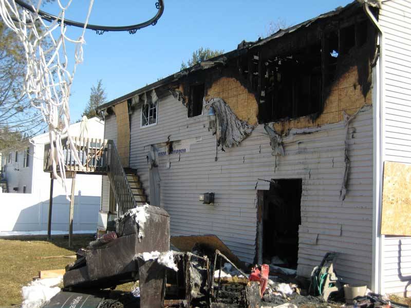 A partially burnt building