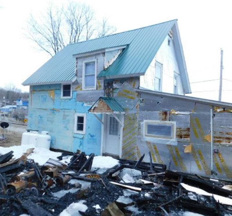 A partially-destroyed house