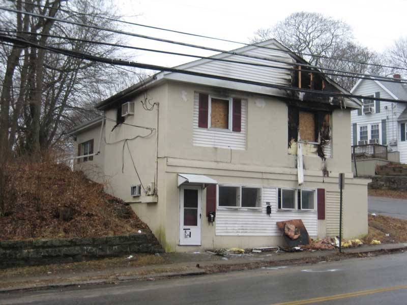 Partially burnt building