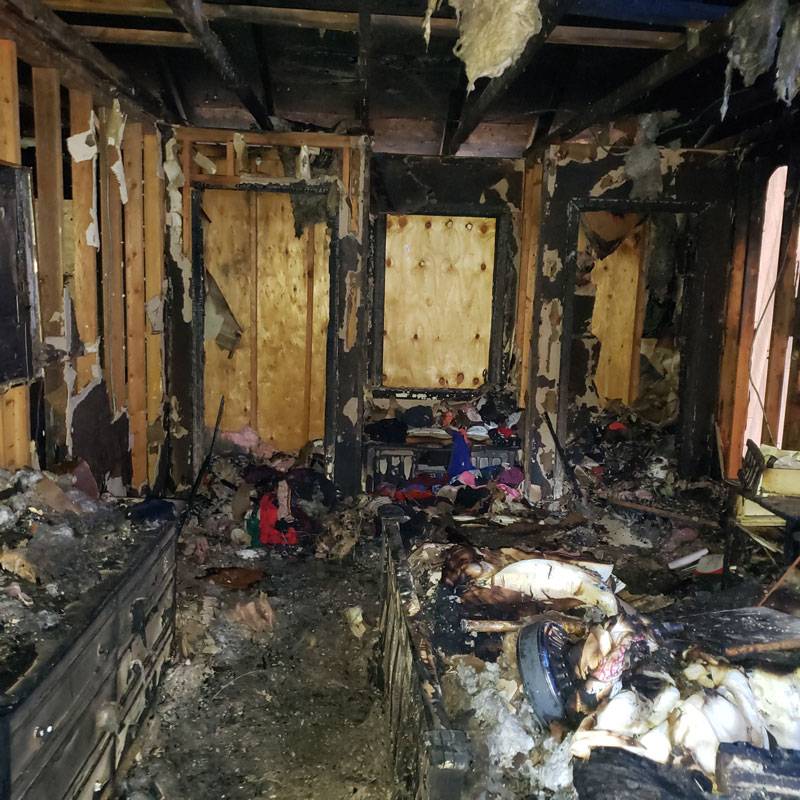 Interior of a home after a house fire