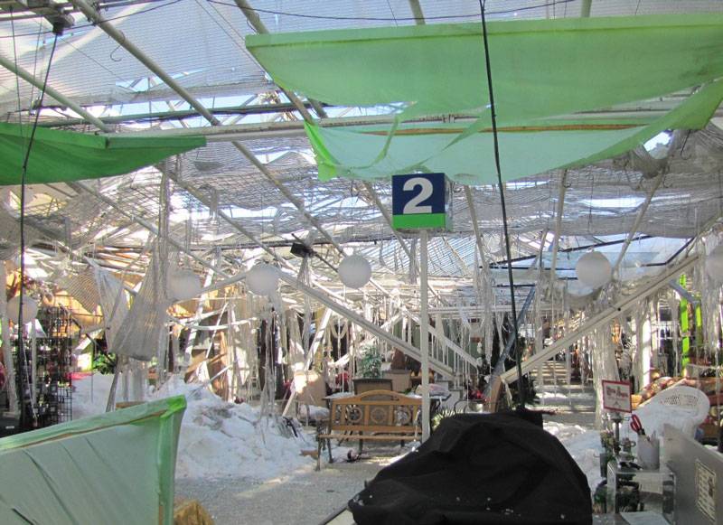 Interior of a garden shop after a fire