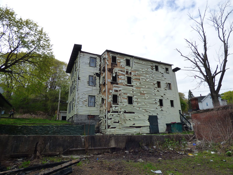 Exterior of a home after a natural disaster