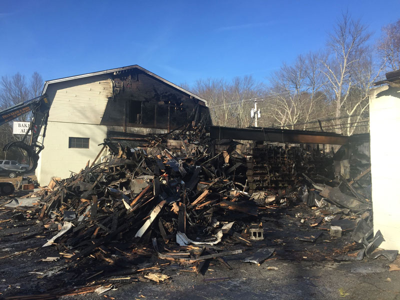 An autobody shop after a fire